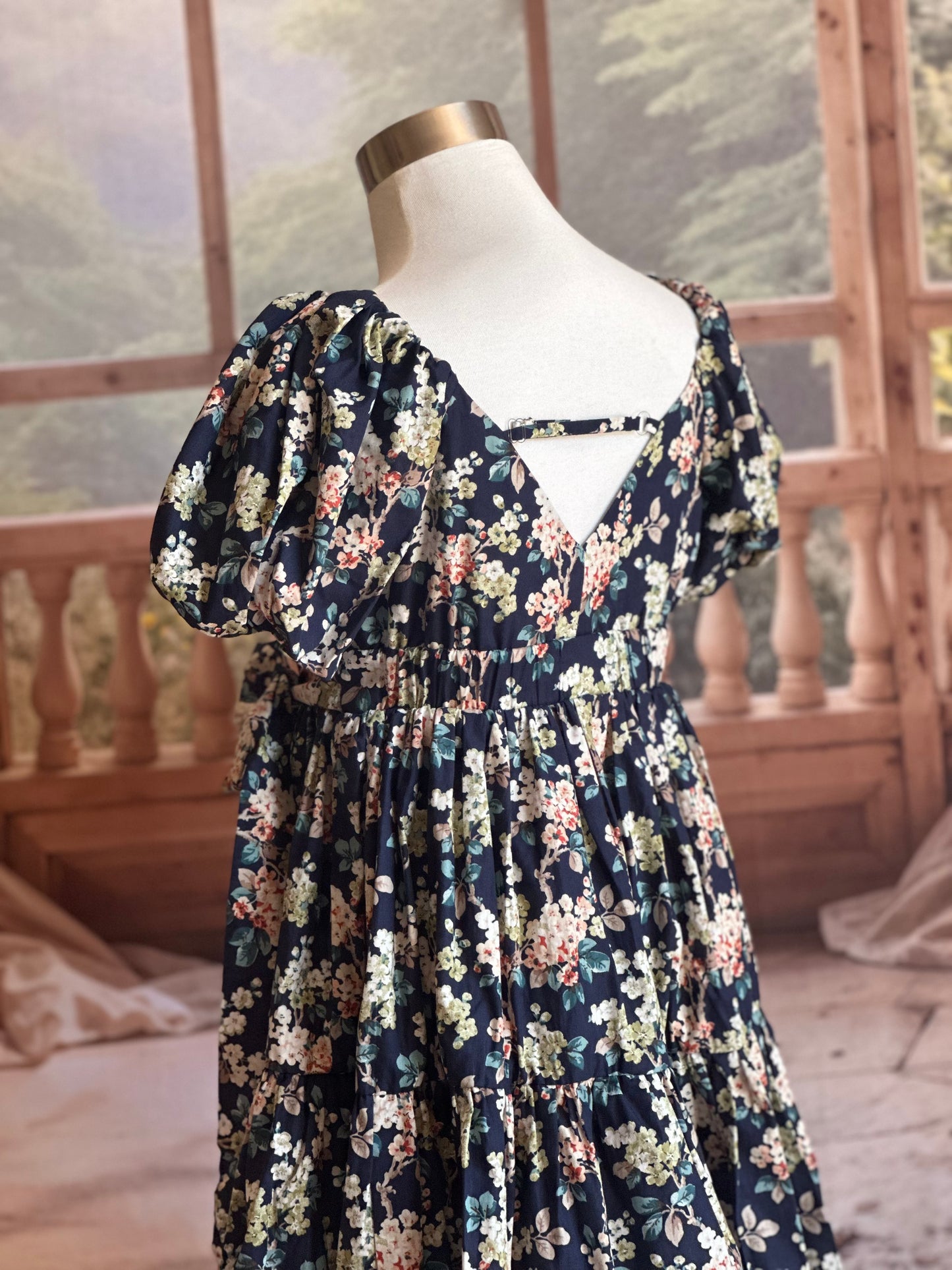 Puffy Sleeve Dress for Kids - Navy Blue