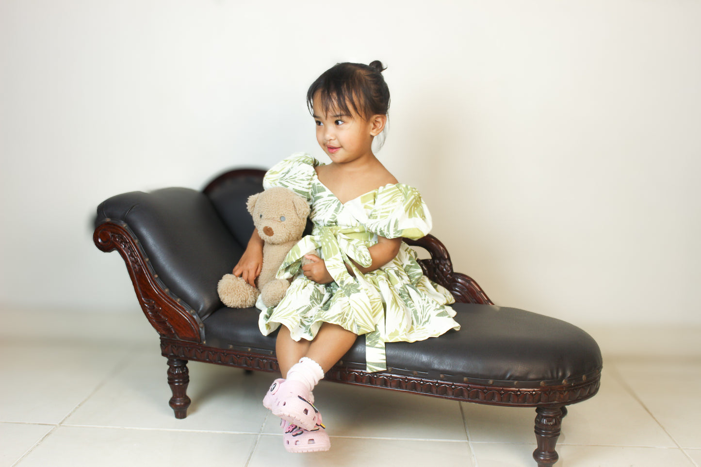 Puffy Sleeve Dress for Kids - Green