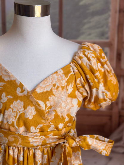 Puffy Sleeve Dress for Kids - Mustard