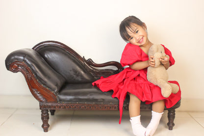Puffy Sleeve Dress for Kids - Red