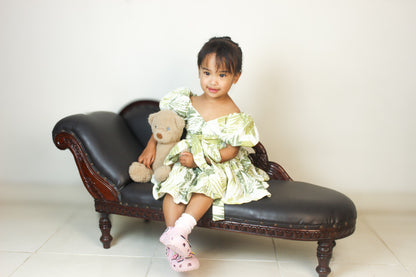 Puffy Sleeve Dress for Kids - Green