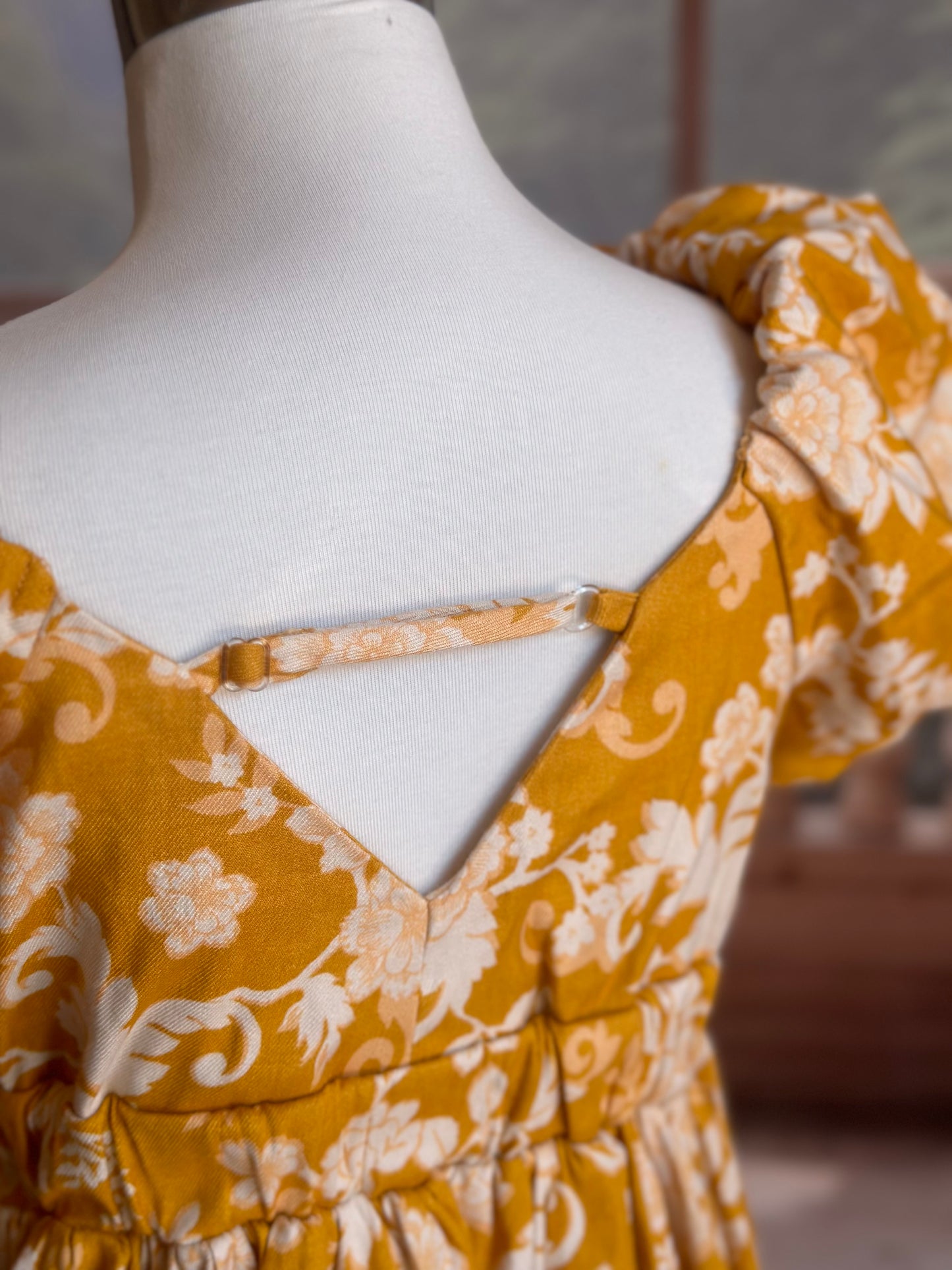 Puffy Sleeve Dress for Kids - Mustard