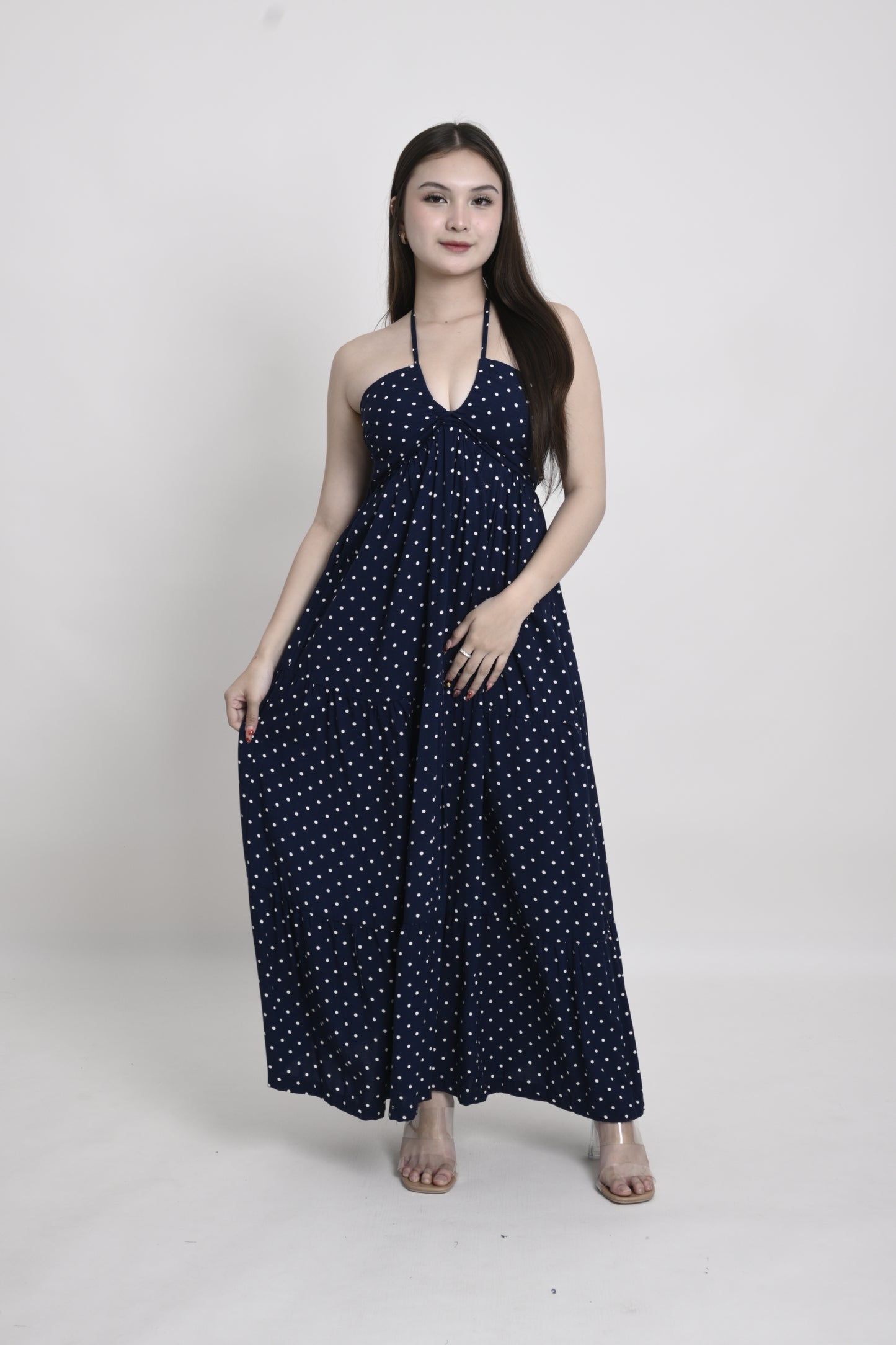 Polka Tie-Back Maxi Dress
