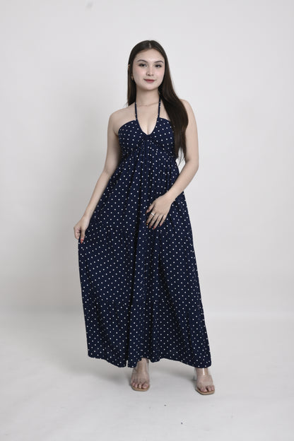 Polka Tie-Back Maxi Dress