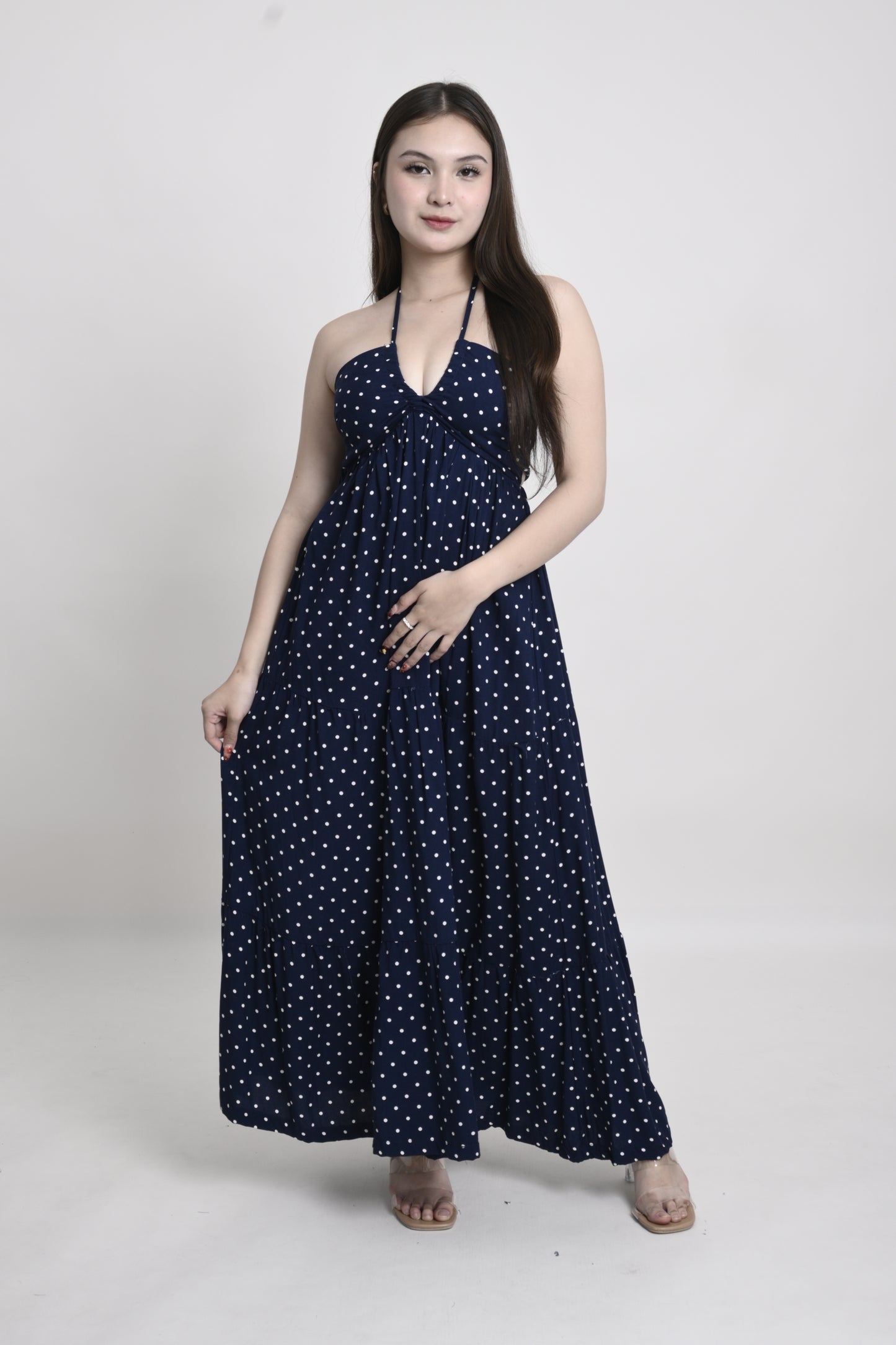 Polka Tie-Back Maxi Dress