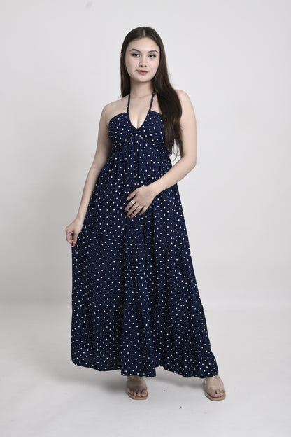 Polka Tie-Back Maxi Dress