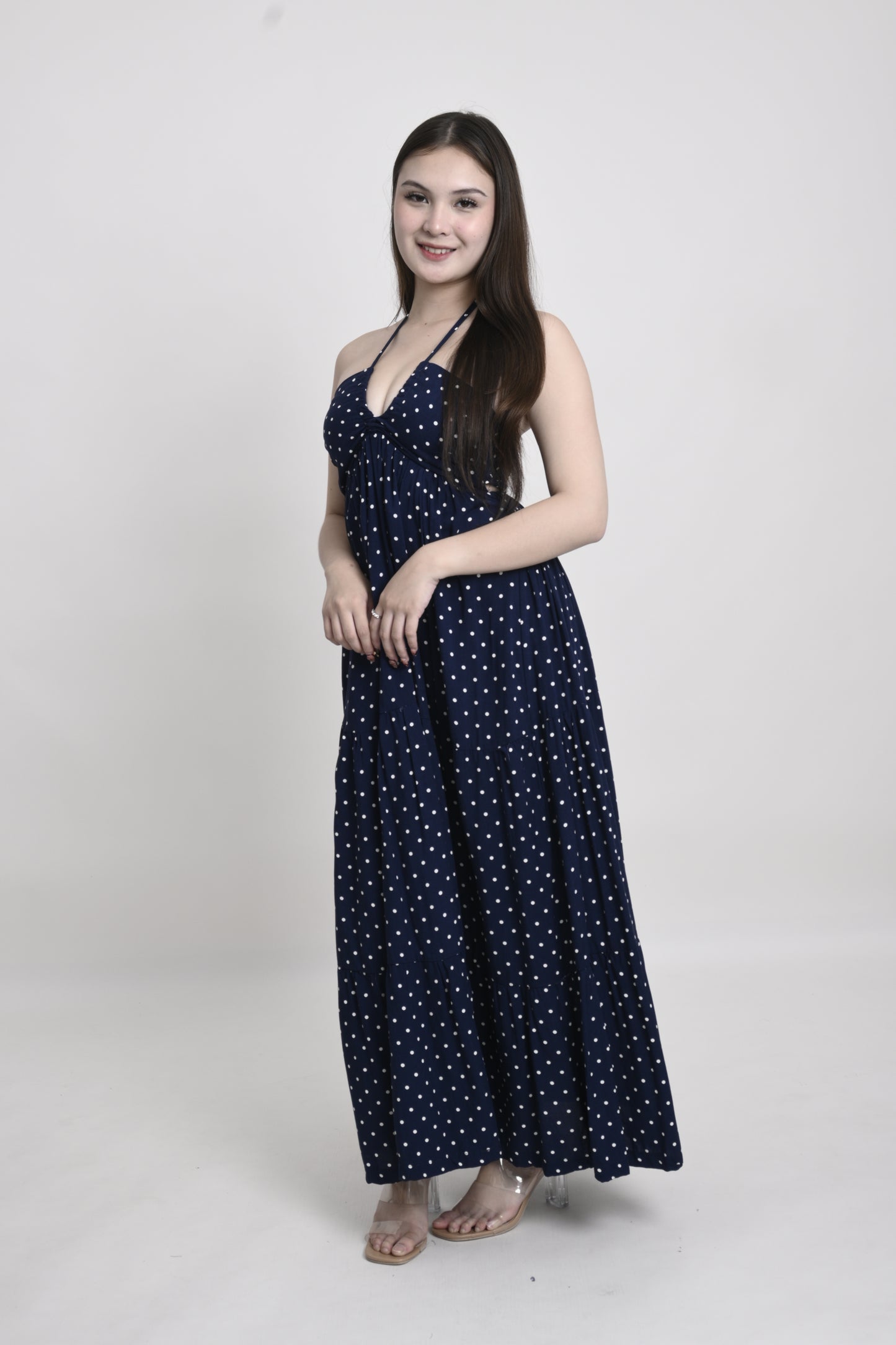 Polka Tie-Back Maxi Dress