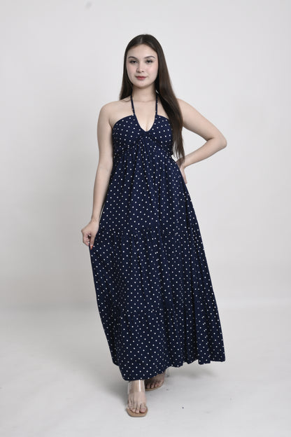 Polka Tie-Back Maxi Dress