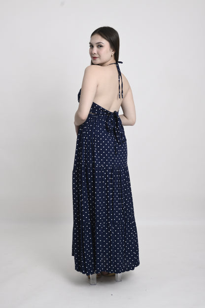 Polka Tie-Back Maxi Dress