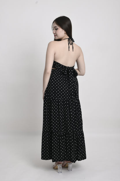 Polka Tie-Back Maxi Dress