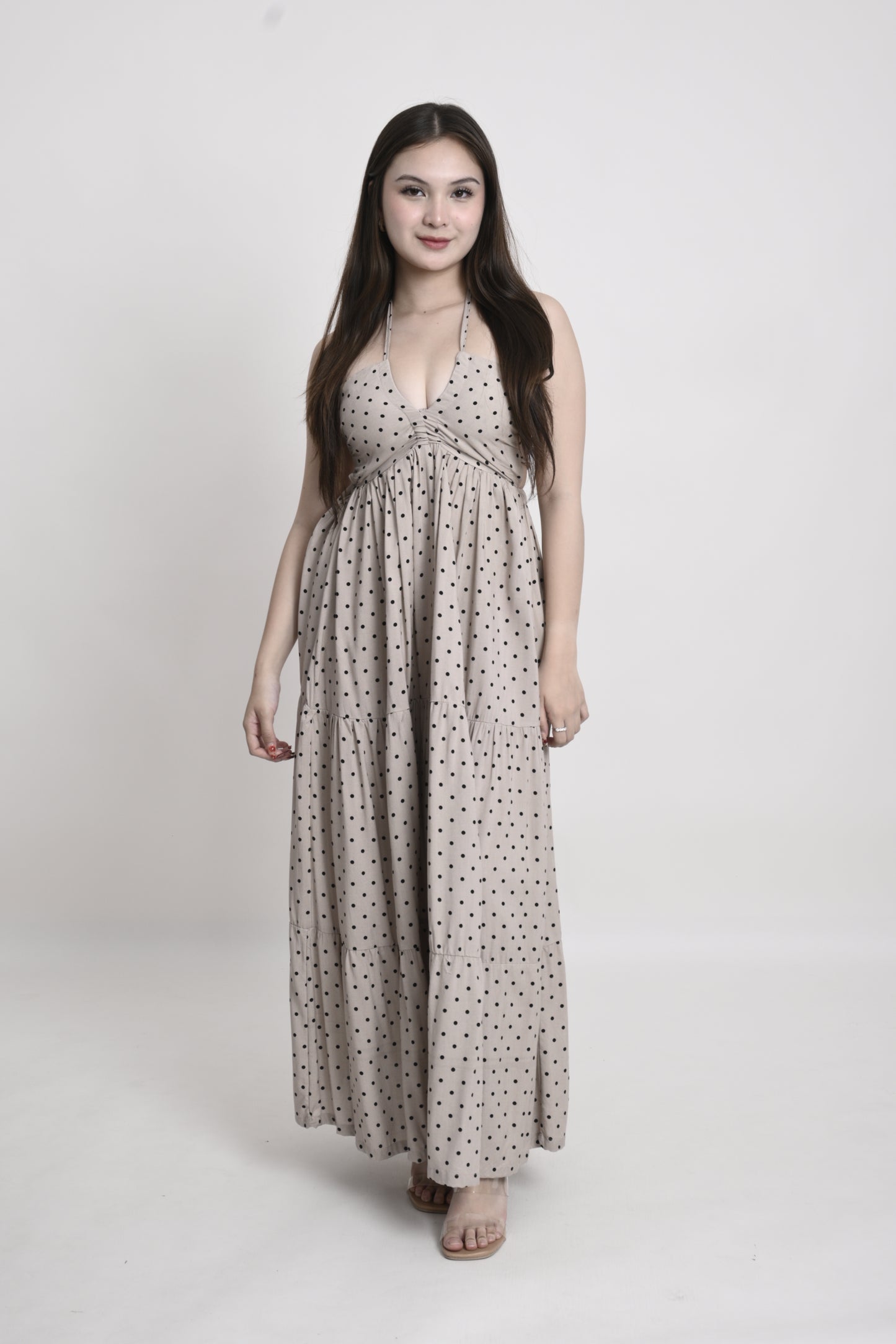 Polka Tie-Back Maxi Dress