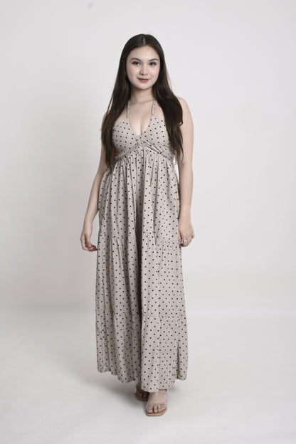 Polka Tie-Back Maxi Dress