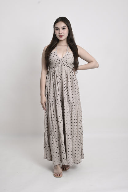 Polka Tie-Back Maxi Dress