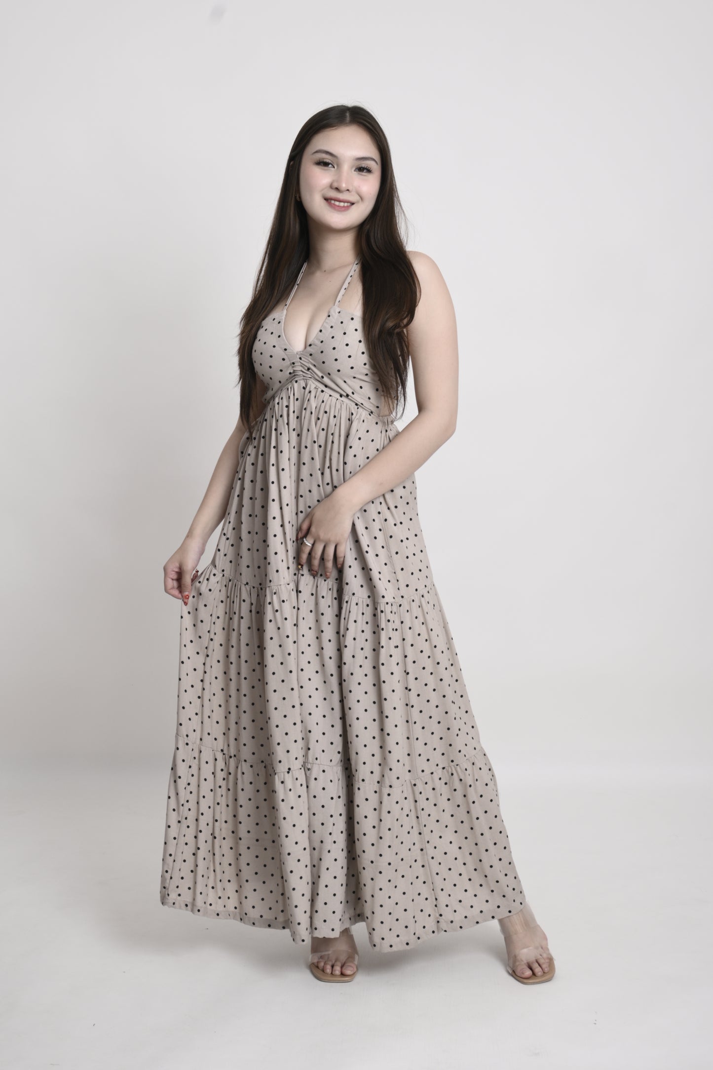 Polka Tie-Back Maxi Dress