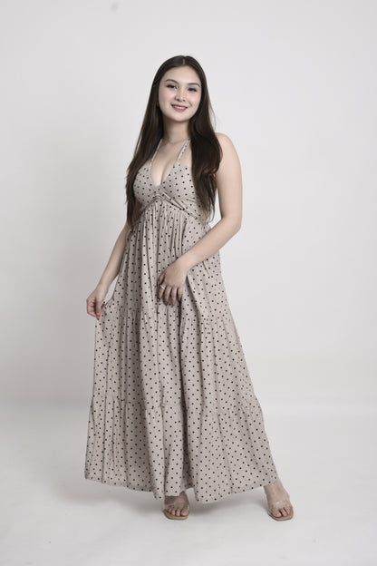 Polka Tie-Back Maxi Dress