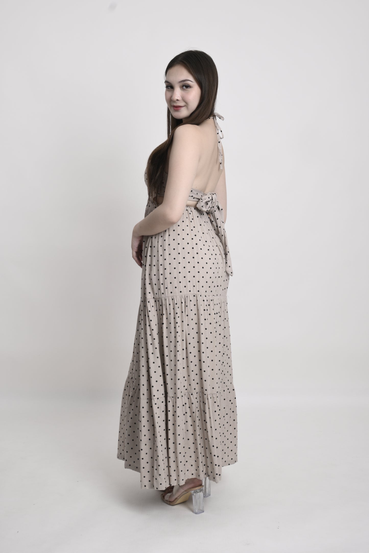 Polka Tie-Back Maxi Dress