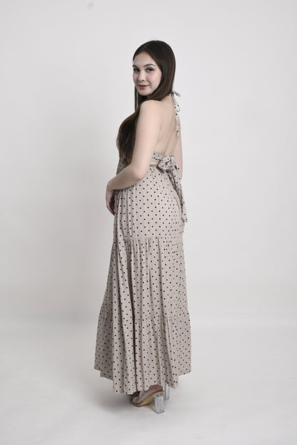 Polka Tie-Back Maxi Dress