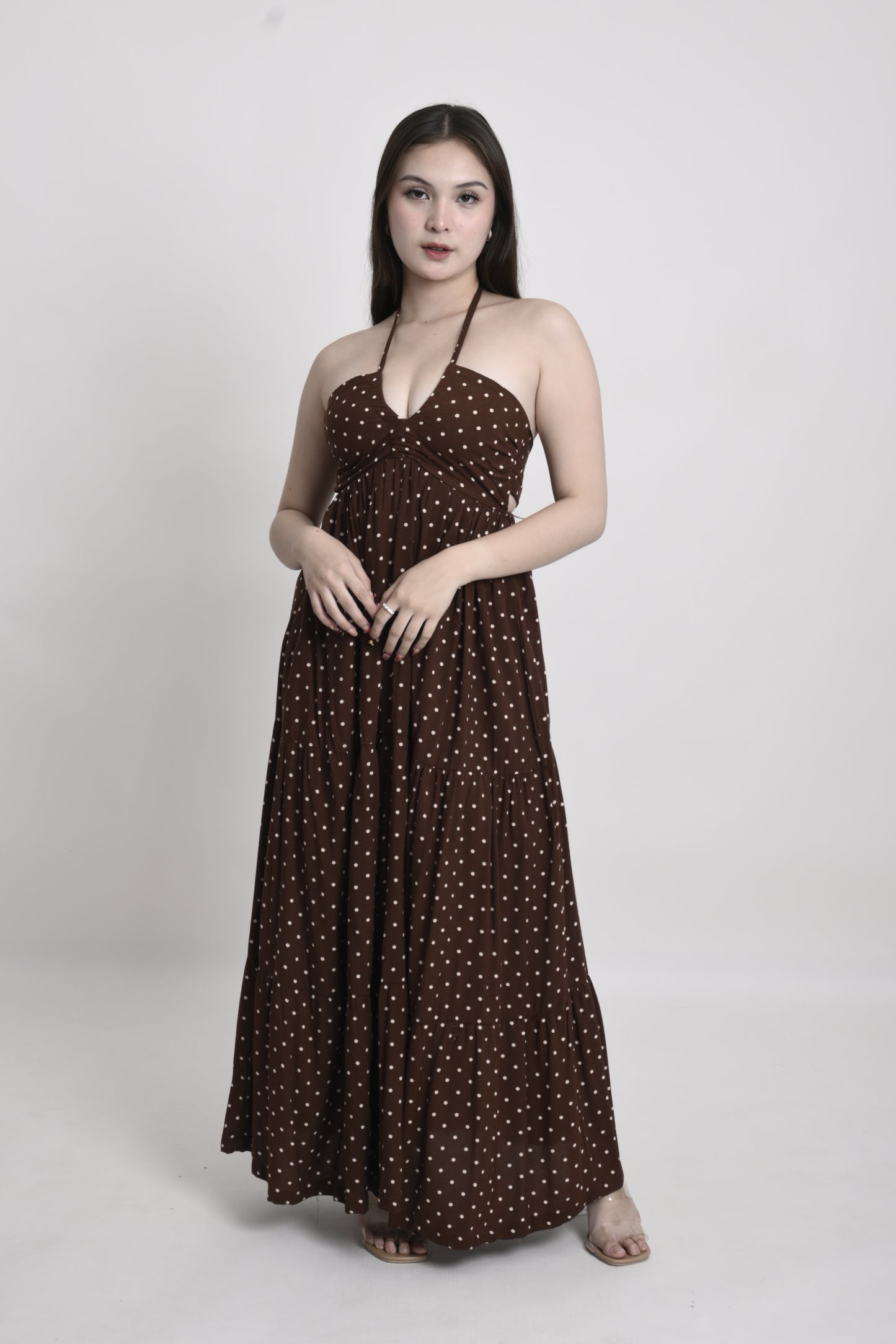 Polka Tie-Back Maxi Dress