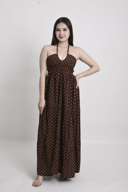Polka Tie-Back Maxi Dress