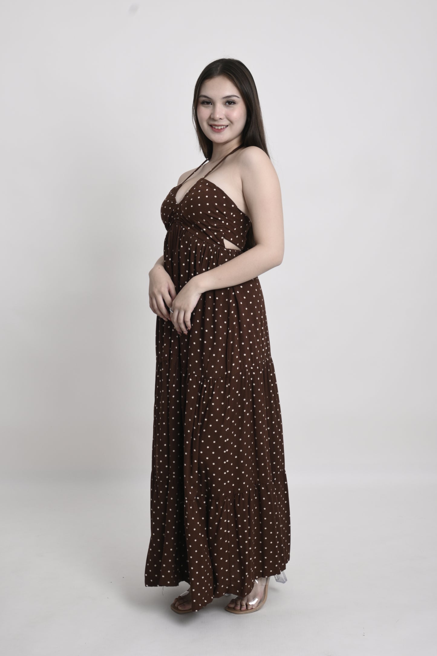 Polka Tie-Back Maxi Dress