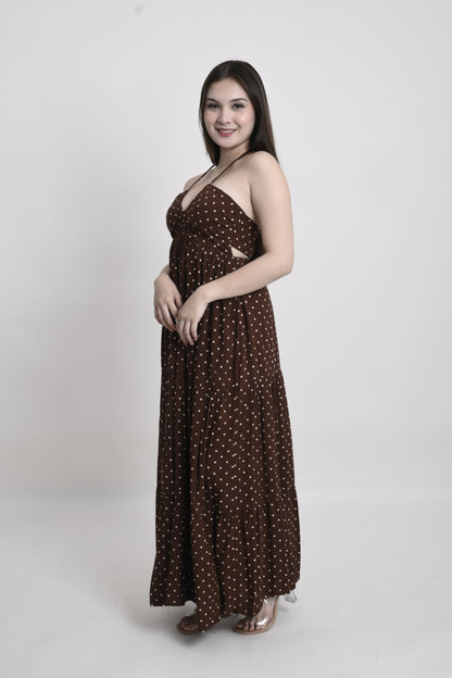 Polka Tie-Back Maxi Dress