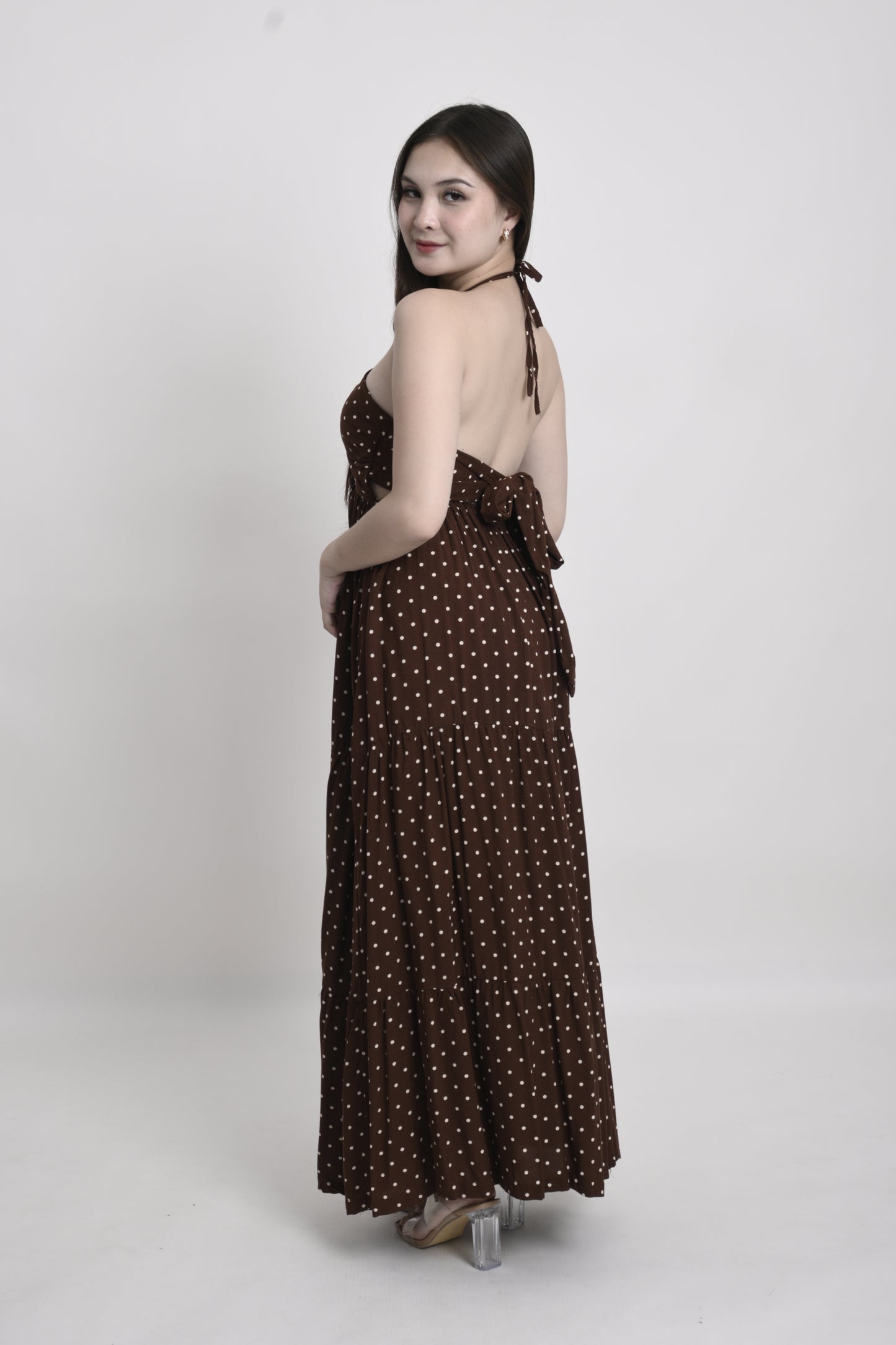 Polka Tie-Back Maxi Dress