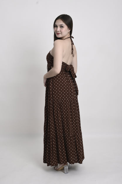 Polka Tie-Back Maxi Dress