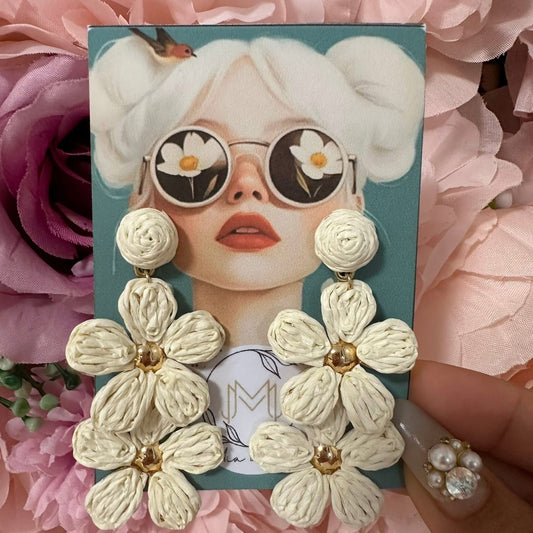 Floral Raffia Statement Earrings