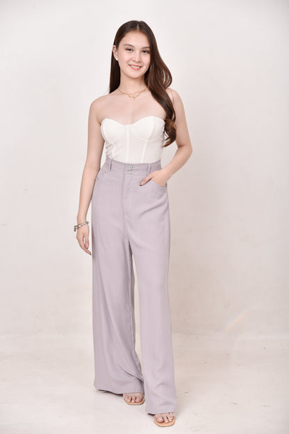 Wide-Leg Button Pants