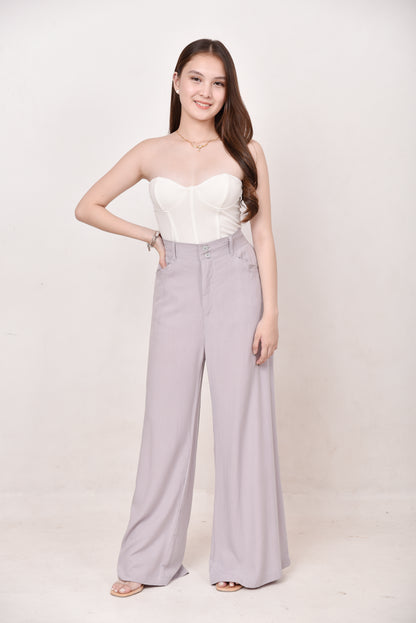 Wide-Leg Button Pants
