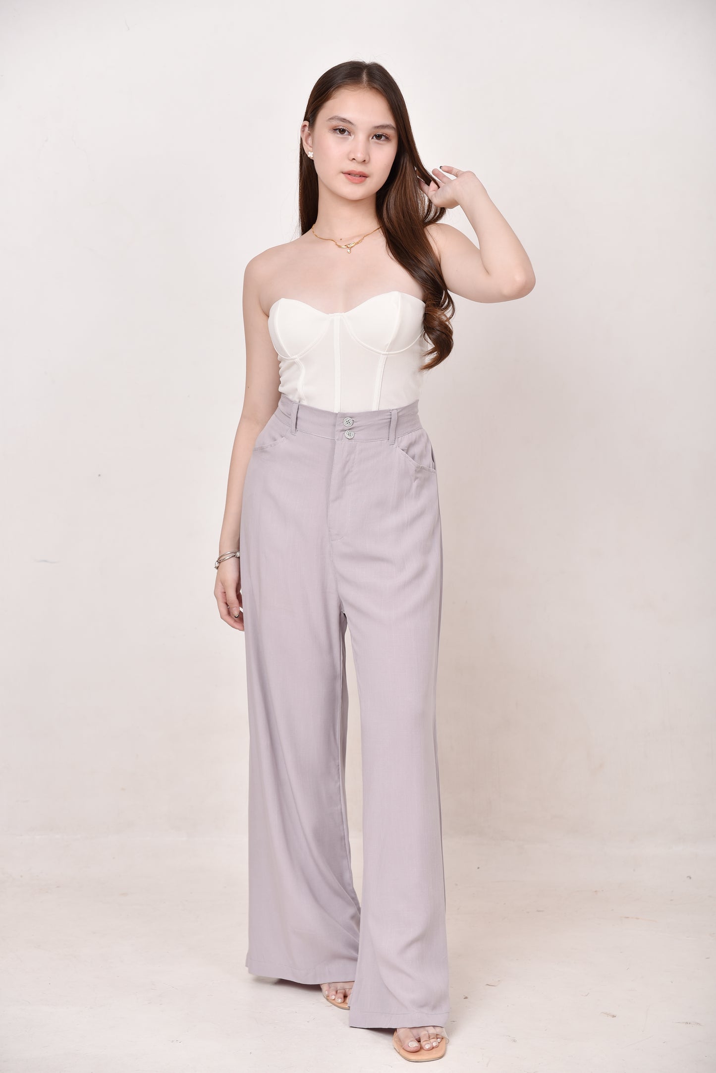 Wide-Leg Button Pants
