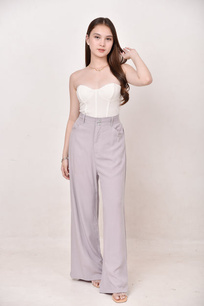 Wide-Leg Button Pants