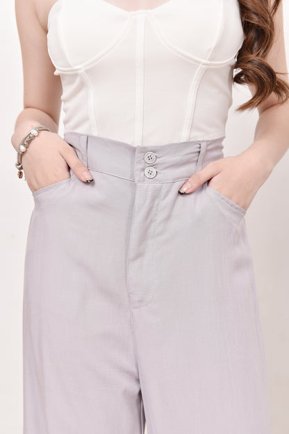 Wide-Leg Button Pants