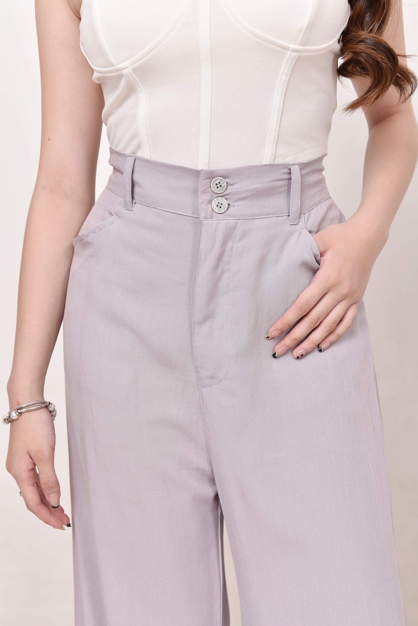 Wide-Leg Button Pants