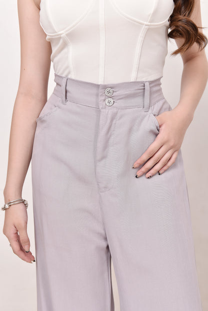 Wide-Leg Button Pants