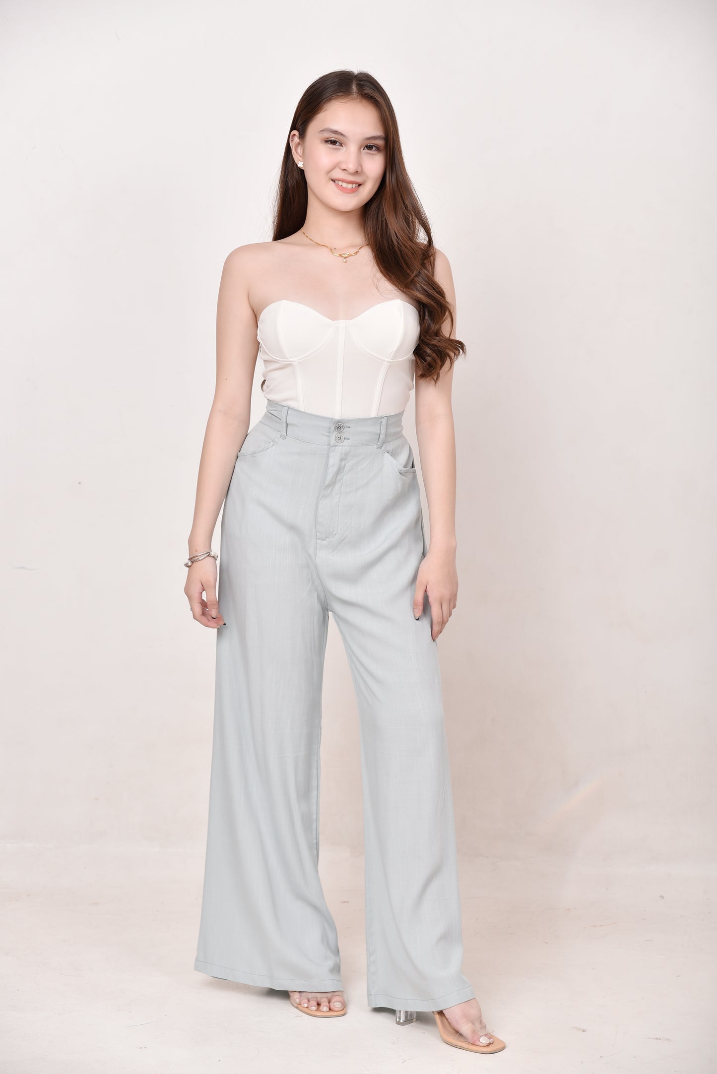 Wide-Leg Button Pants