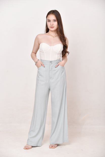 Wide-Leg Button Pants