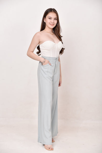 Wide-Leg Button Pants