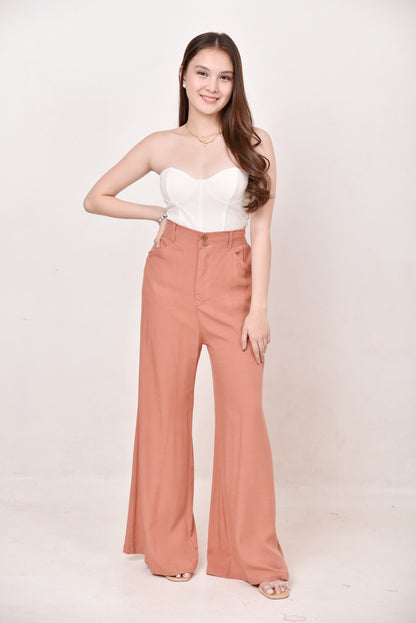 Wide-Leg Button Pants