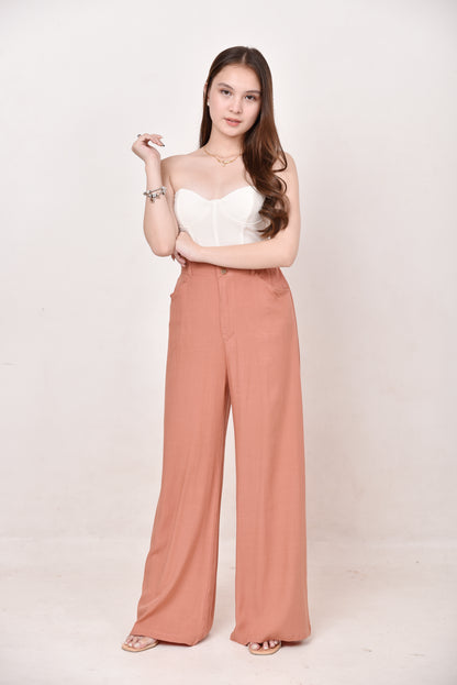 Wide-Leg Button Pants