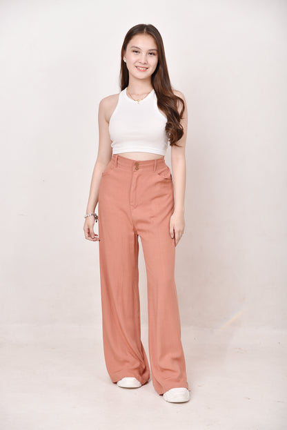 Wide-Leg Button Pants