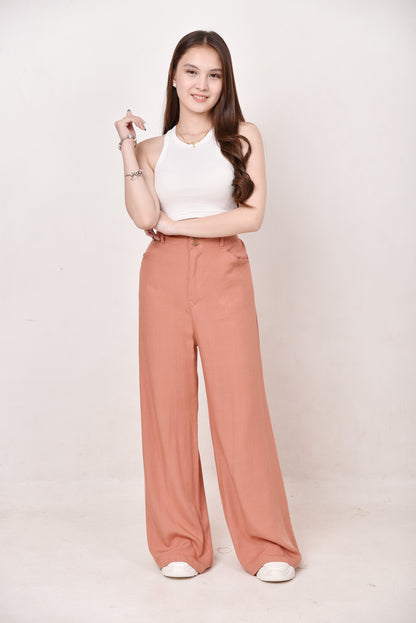 Wide-Leg Button Pants